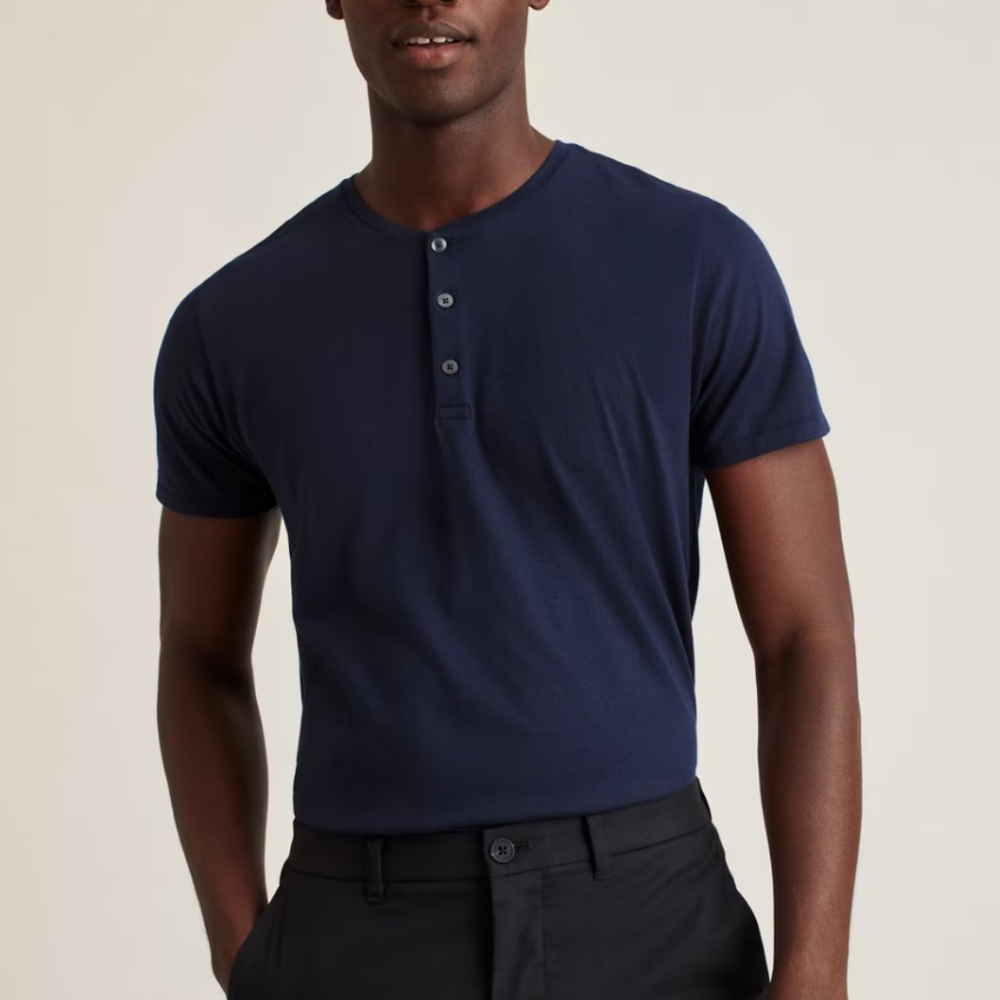 Bonobos Pima Performance Short Sleeve Henley Shirt - Navy Blue - Medium